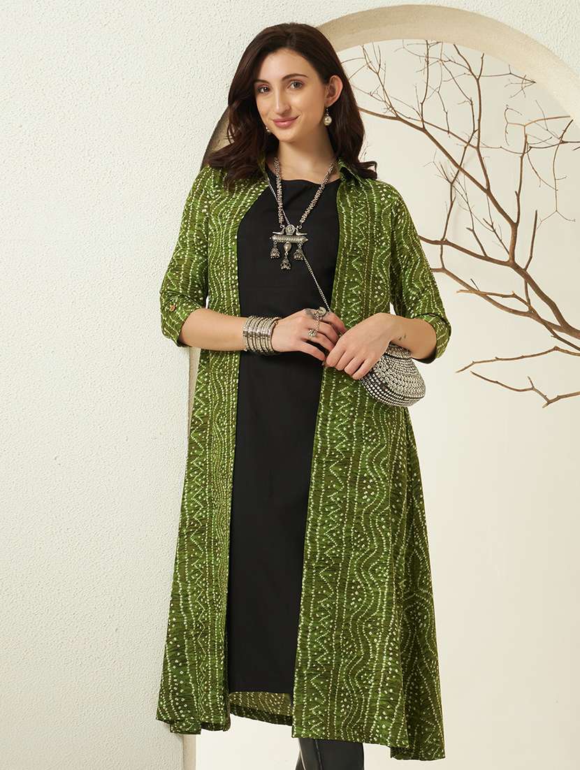 women bandhani three quarter sleeve ethnic shrug - 22439070 -  Standard Image - 2