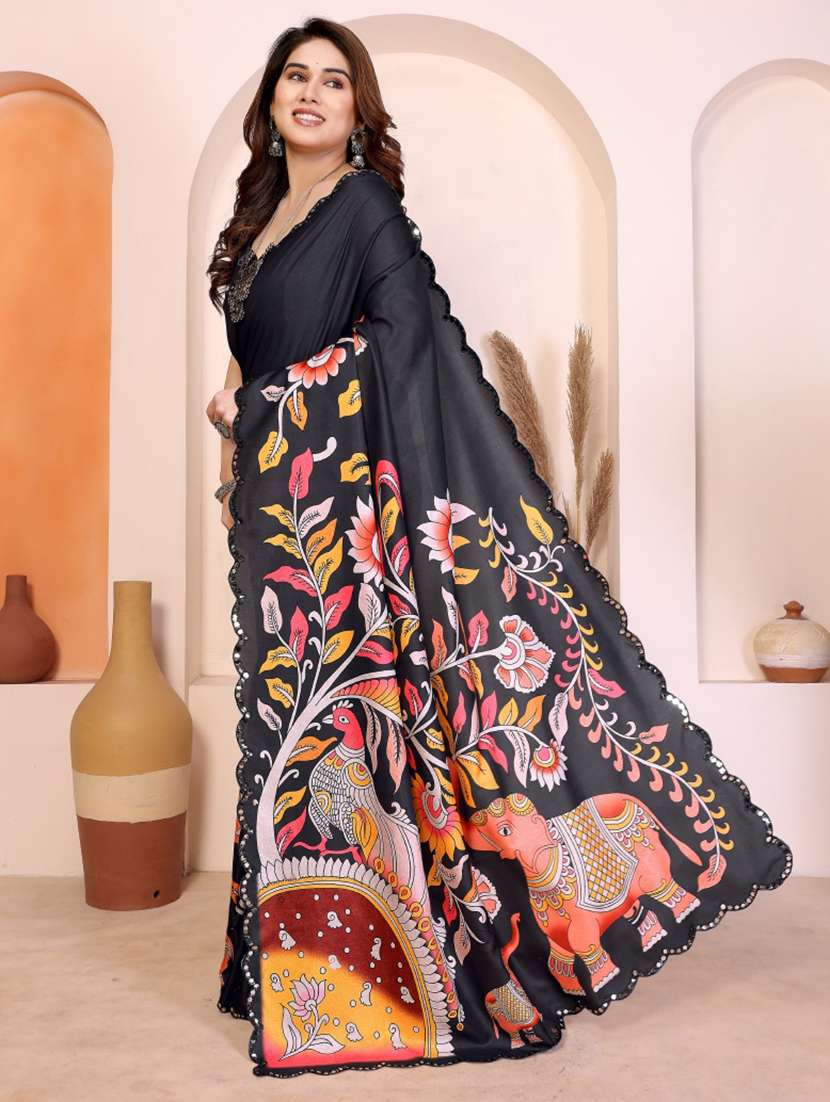 women kalamkari printed saree with blouse - 22439188 -  Standard Image - 2