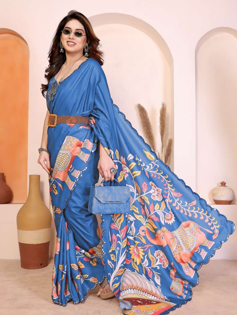 women kalamkari printed saree with blouse - 22439189 -  Standard Image - 2