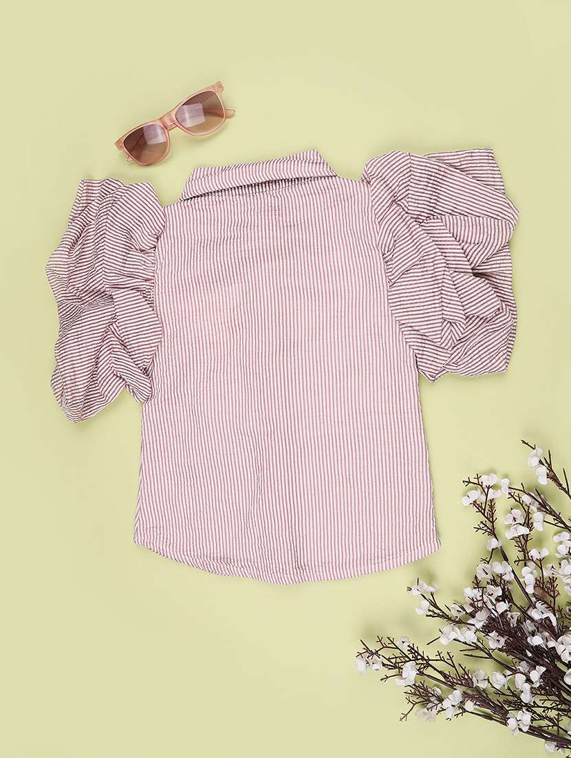 girls printed puff sleeves collared shirt style top - 22439325 -  Standard Image - 2