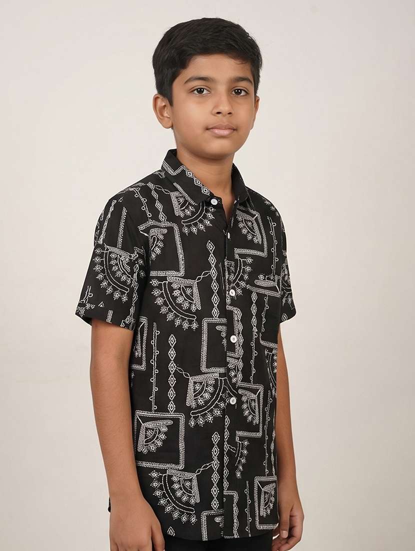 boys embroidered short sleeves regular fit shirt - 22439385 -  Standard Image - 2
