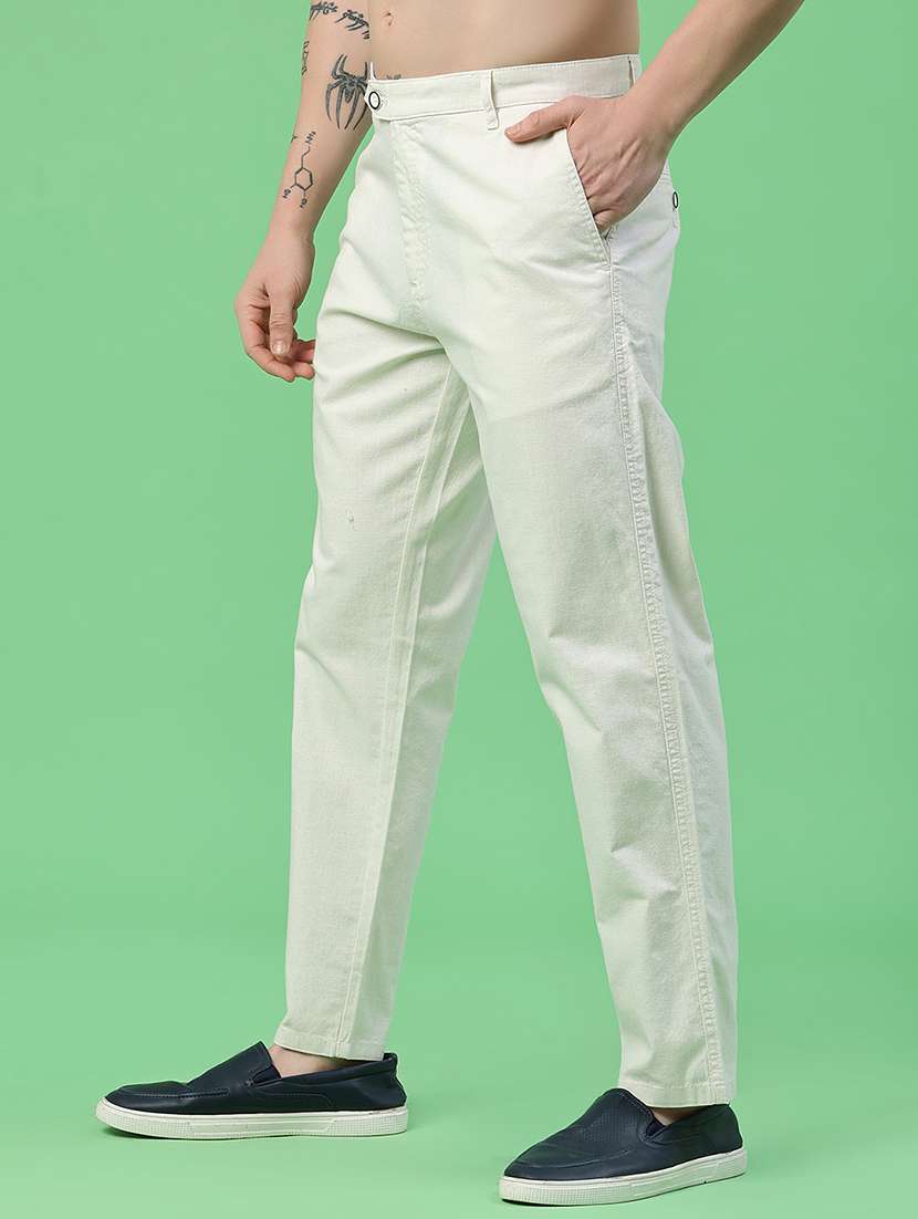 Men Solid Mid Rise Chinos Casual Trouser - 22439403 -  Standard Image - 2