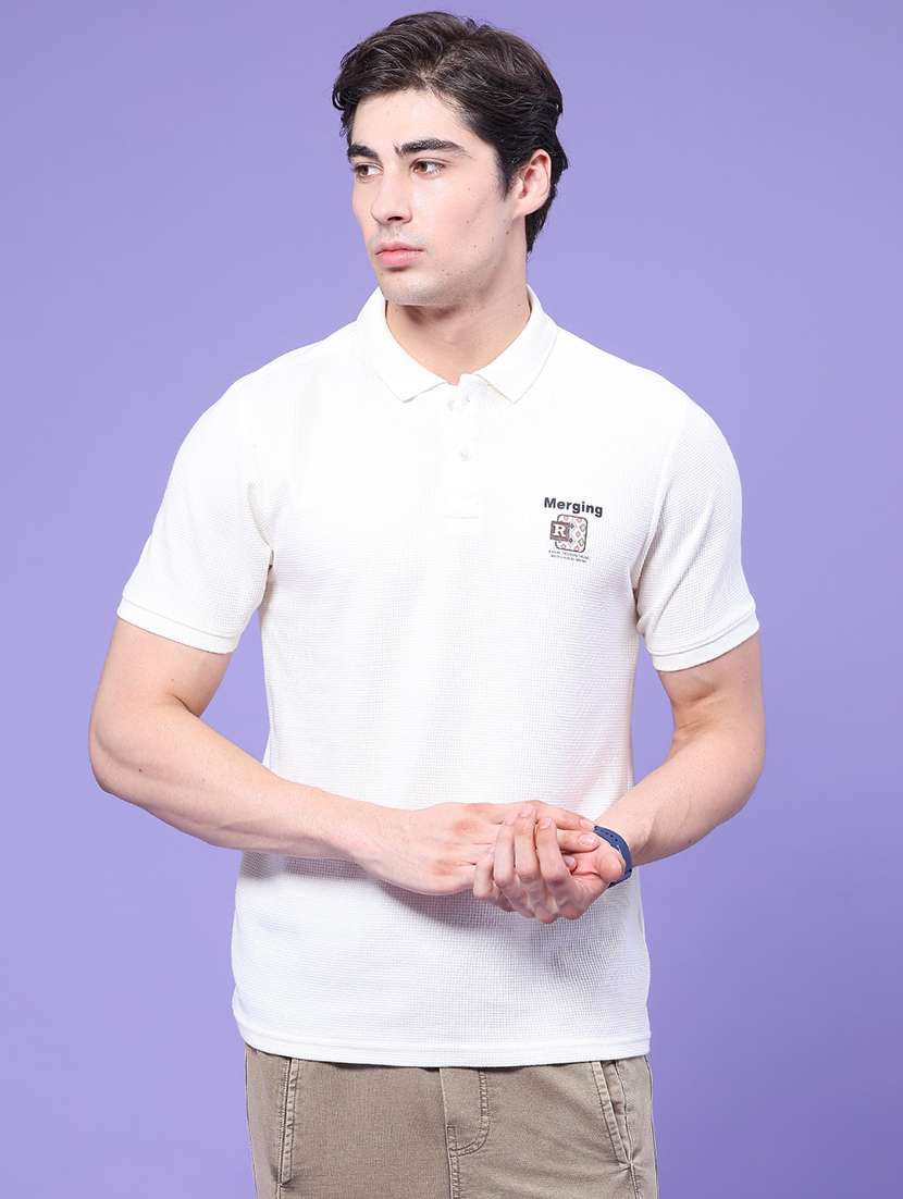 Men Textured Short Sleeve Slim Fit Polo T-shirt - 22439415 -  Standard Image - 2