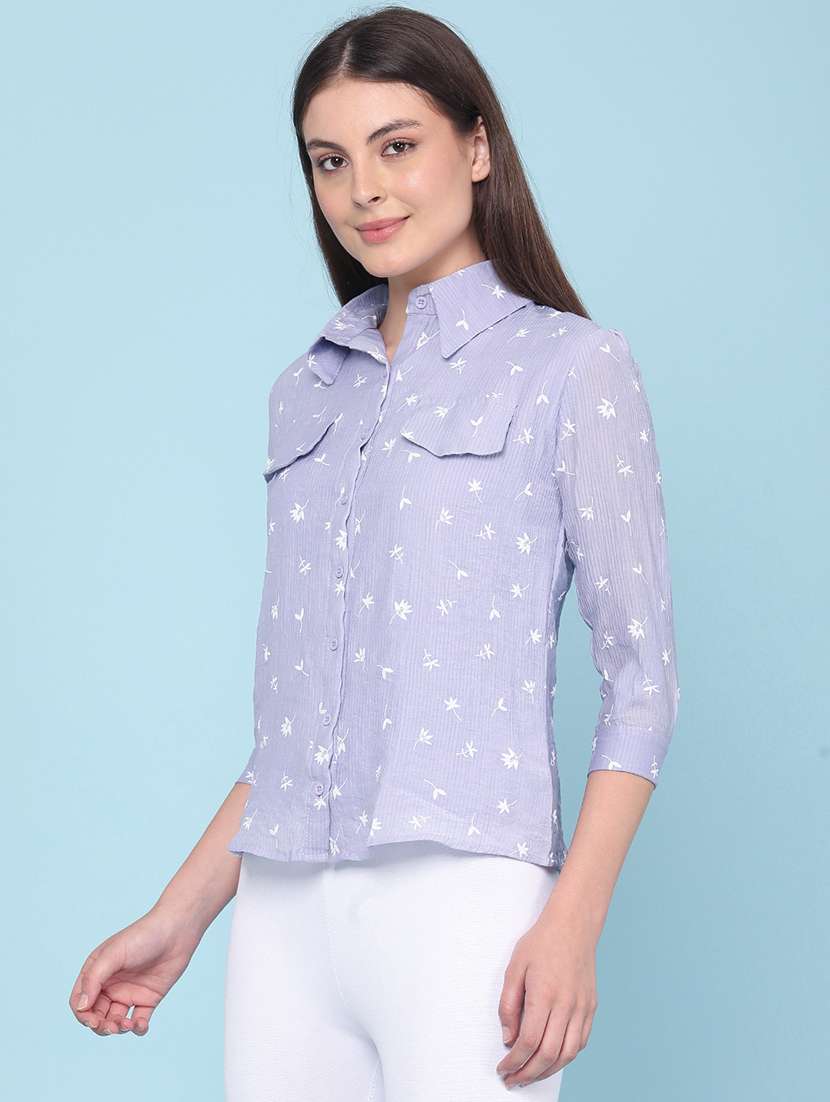 women printed three quarter sleeves regular shirt - 22439453 -  Standard Image - 2