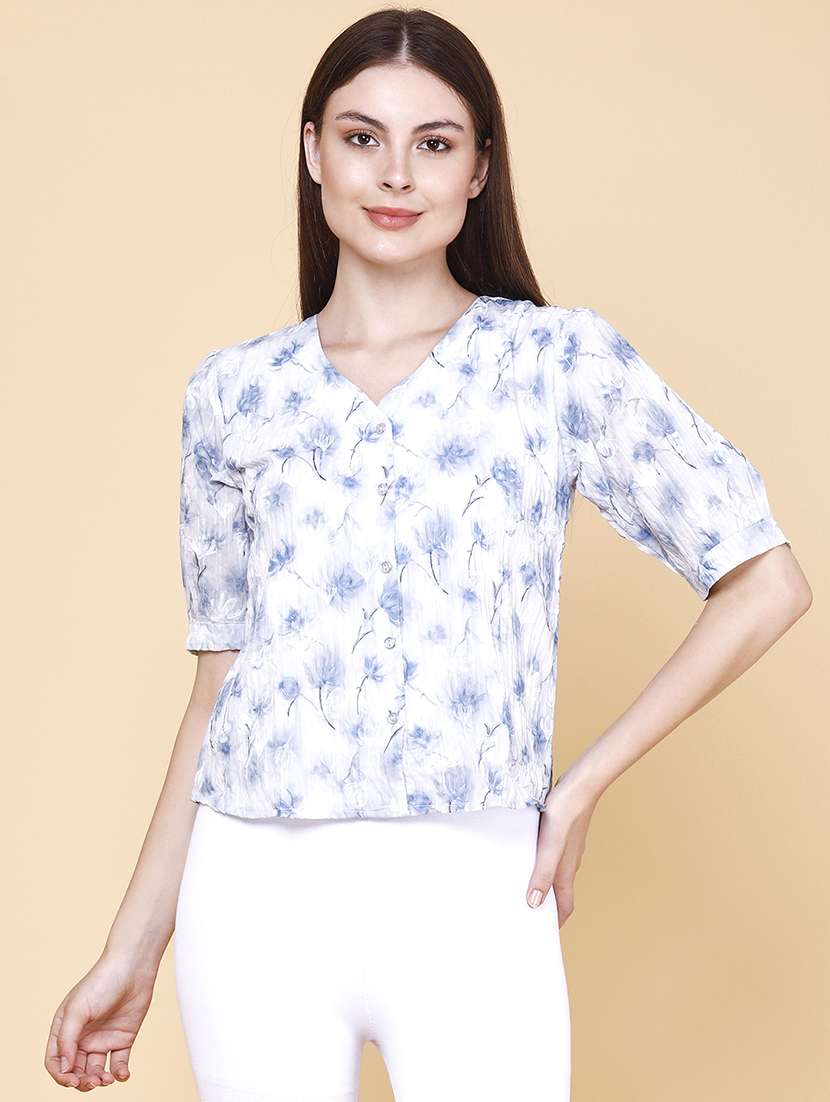 women printed three quarter sleeves regular shirt - 22439454 -  Standard Image - 2