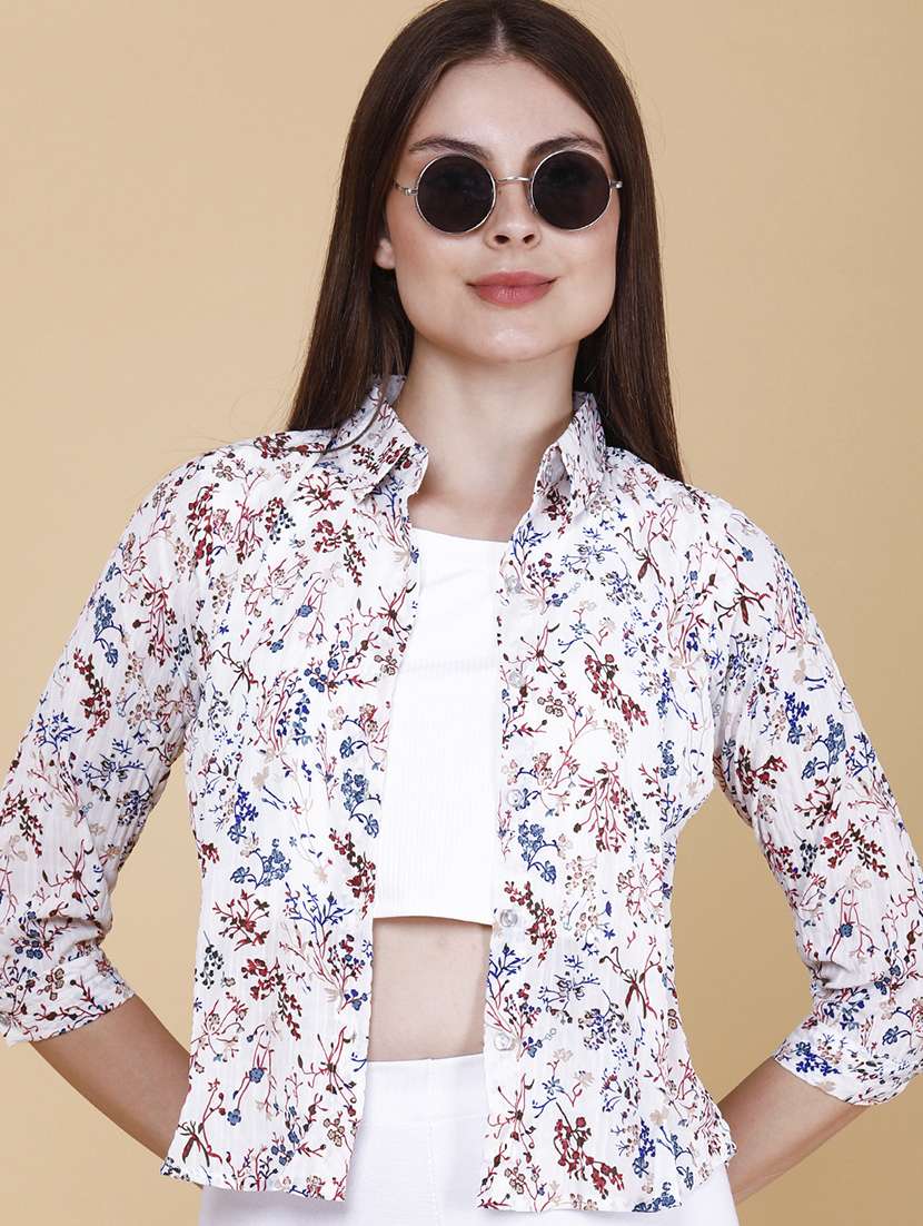 women printed three quarter sleeves regular shirt