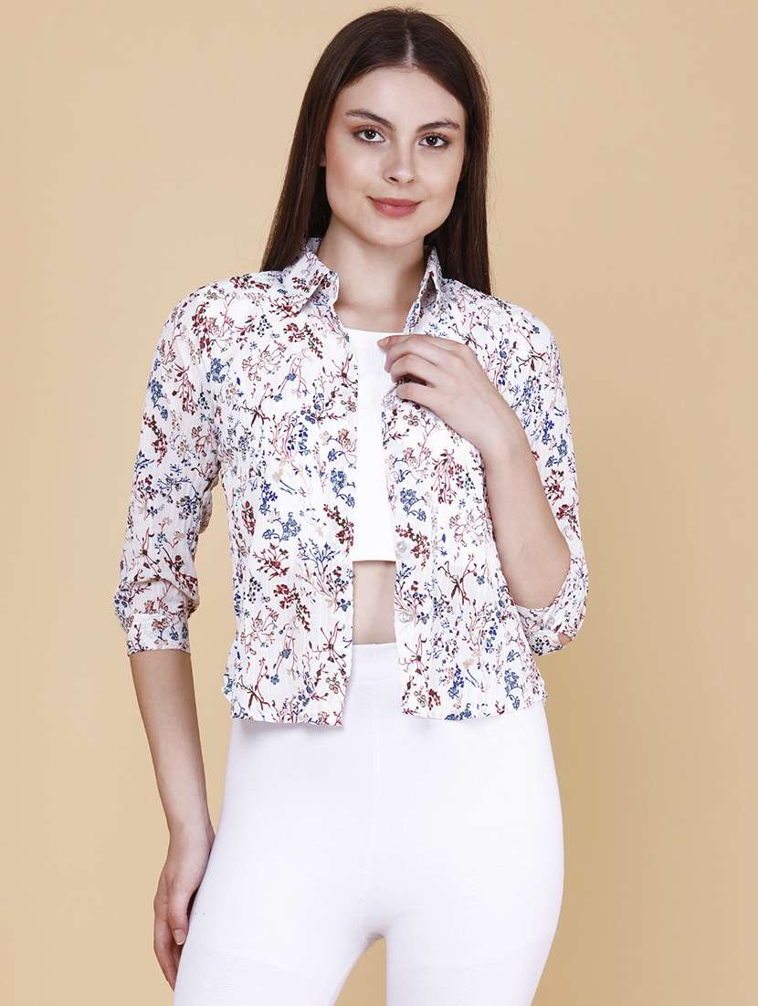 women printed three quarter sleeves regular shirt - 22439460 -  Standard Image - 2