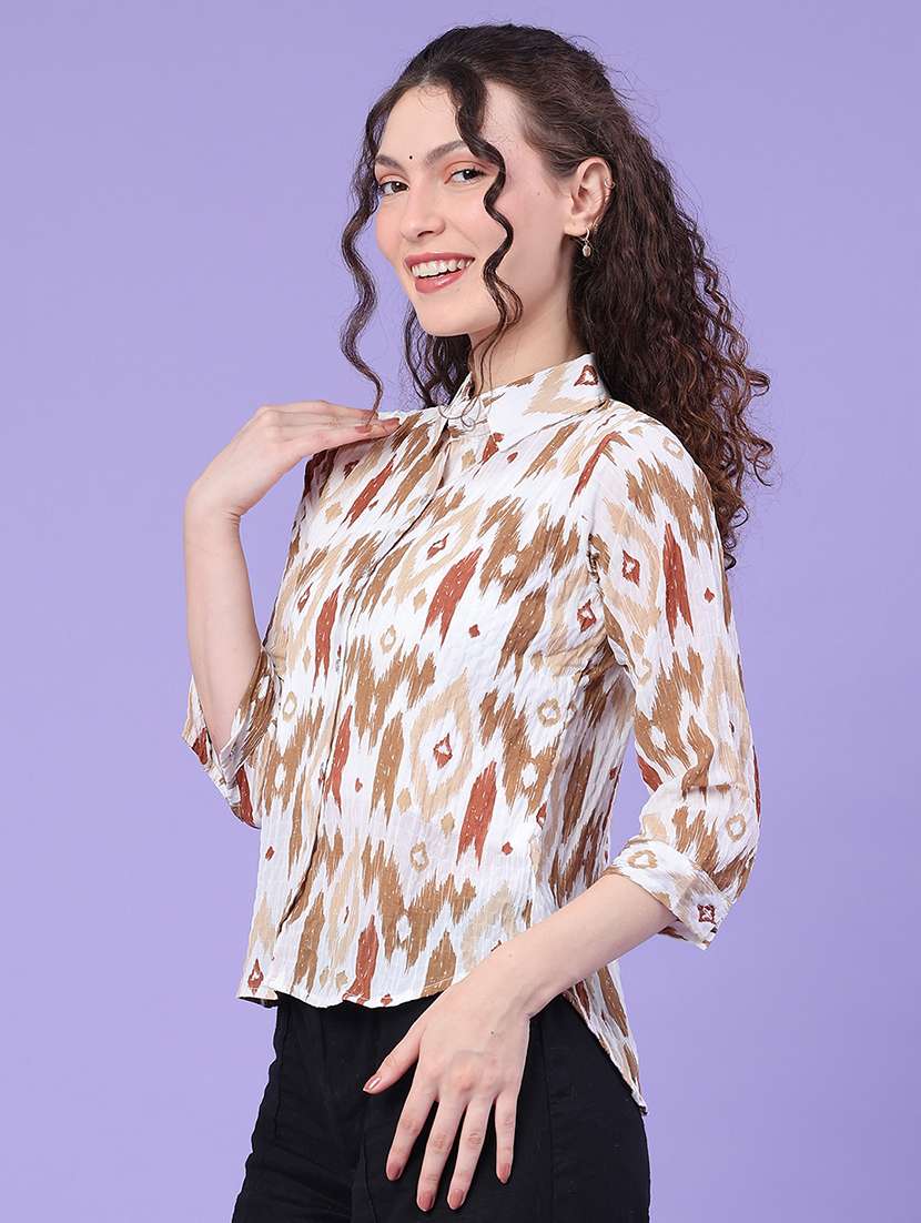 women printed three quarter sleeves regular shirt - 22439468 -  Standard Image - 2