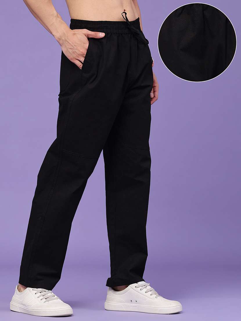 men solid mid rise full length track pant - 22439625 -  Standard Image - 2