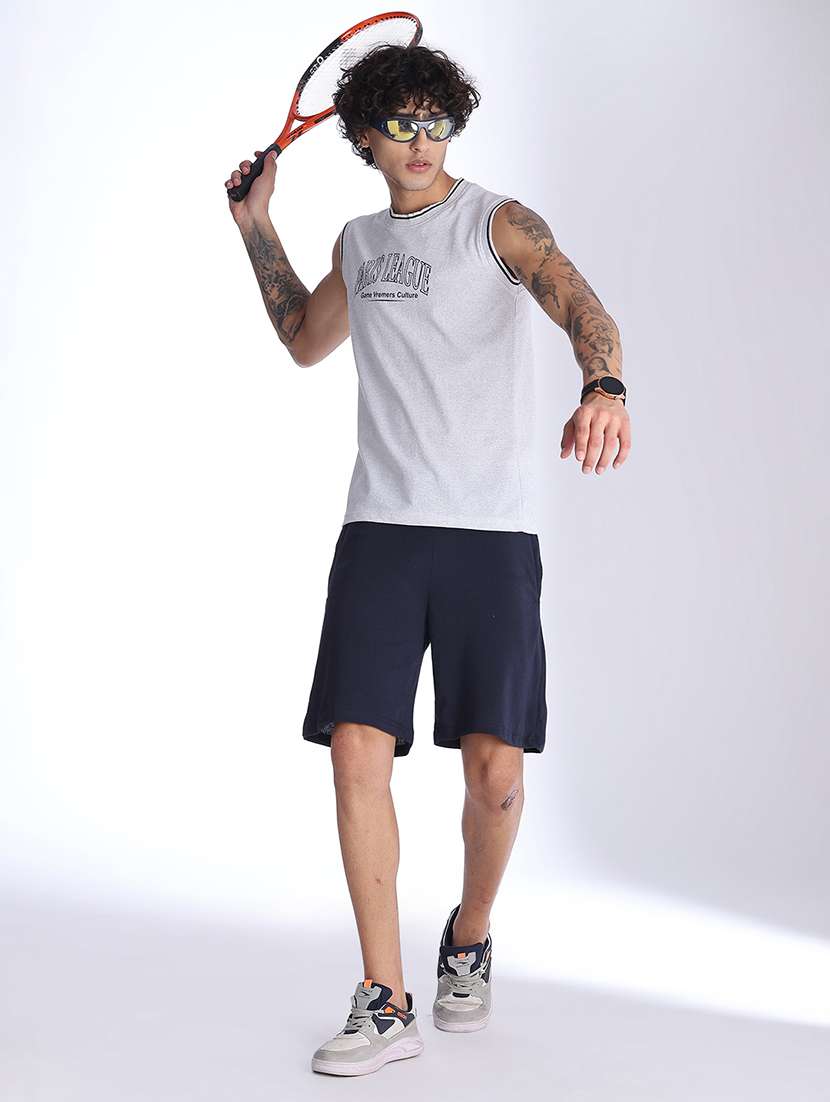 men typographic sleeveless shorts & vest co-ord set - 22439628 -  Standard Image - 2
