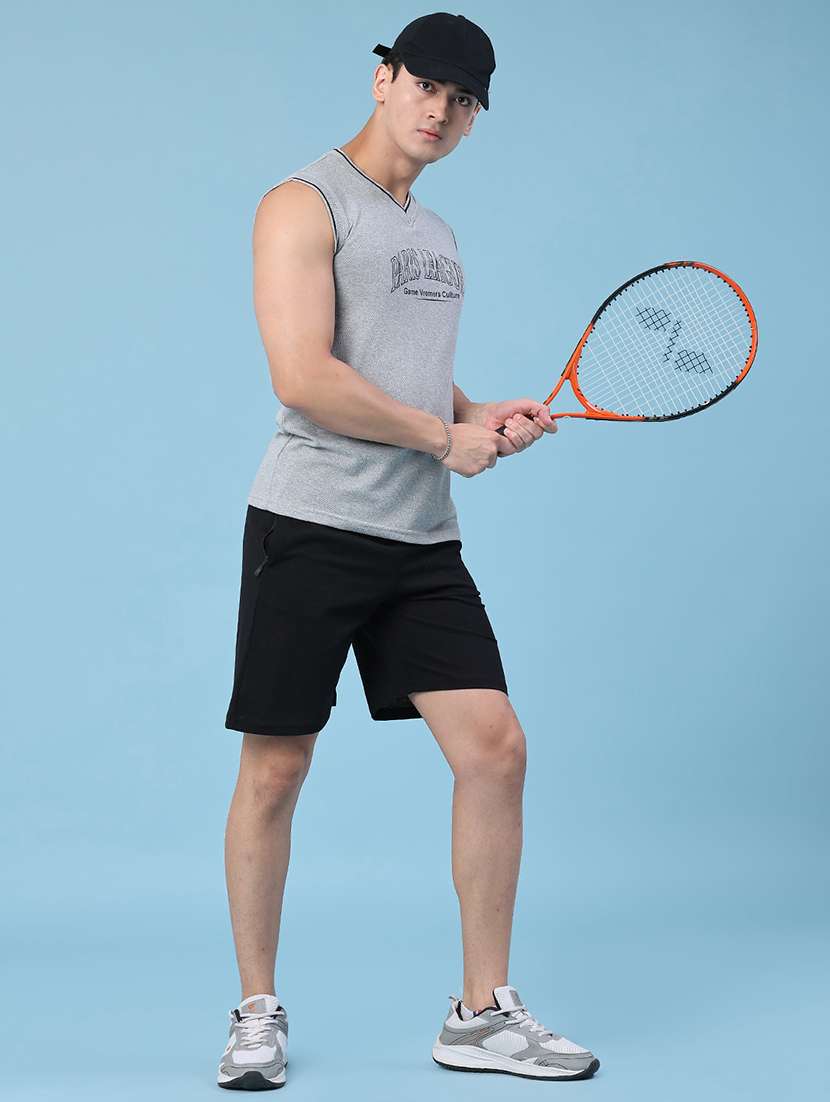 men printed sleeveless t-shirt and shorts co-ord set