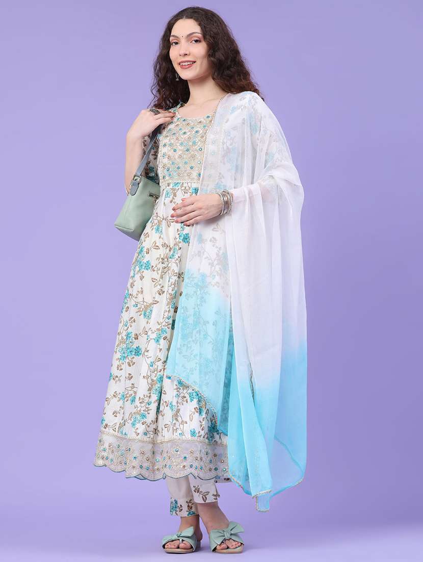 women printed three quarter sleeve kurta pant with dupatta set - 22439649 -  Standard Image - 2