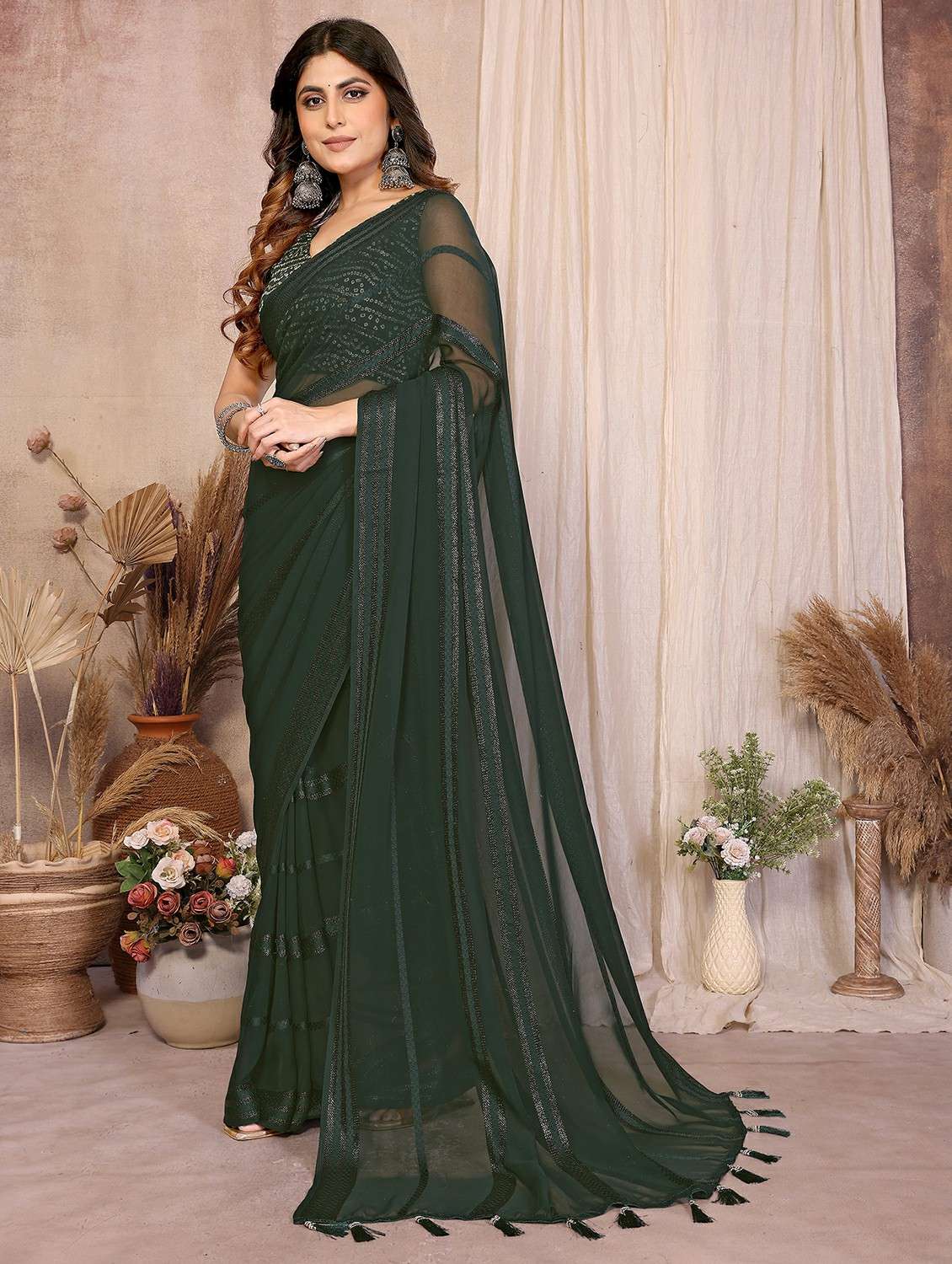women self design plain saree with blouse - 22439658 -  Standard Image - 2