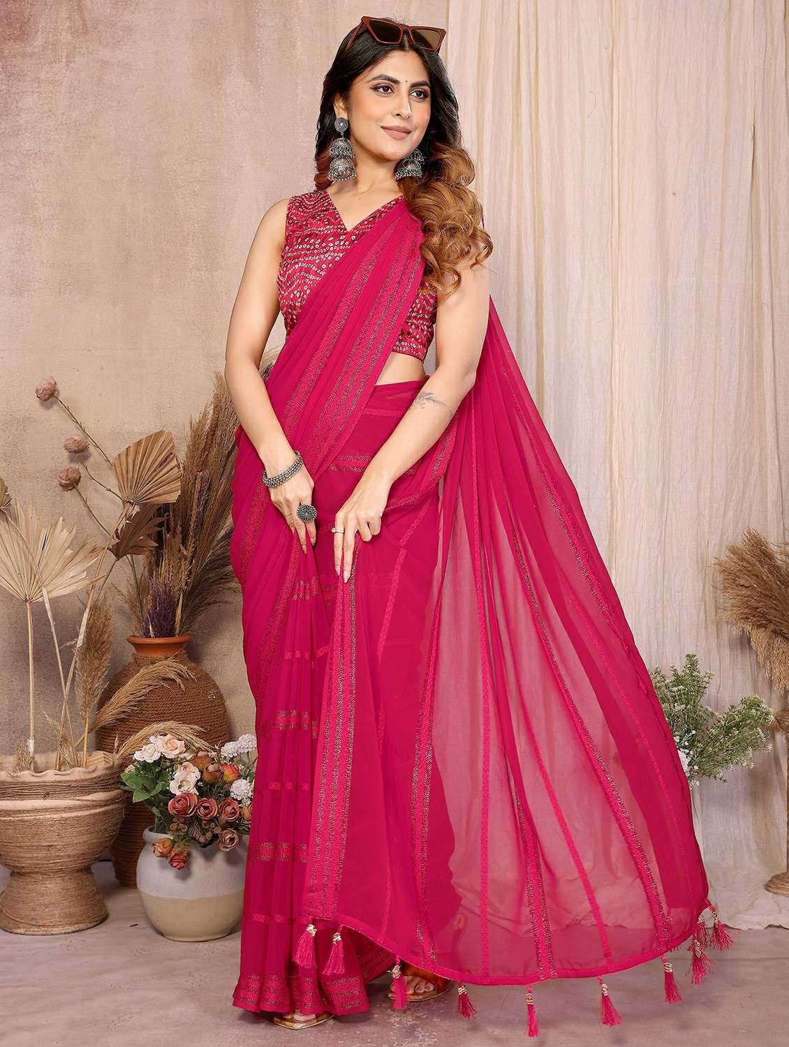 women self design plain saree with blouse - 22439659 -  Standard Image - 2