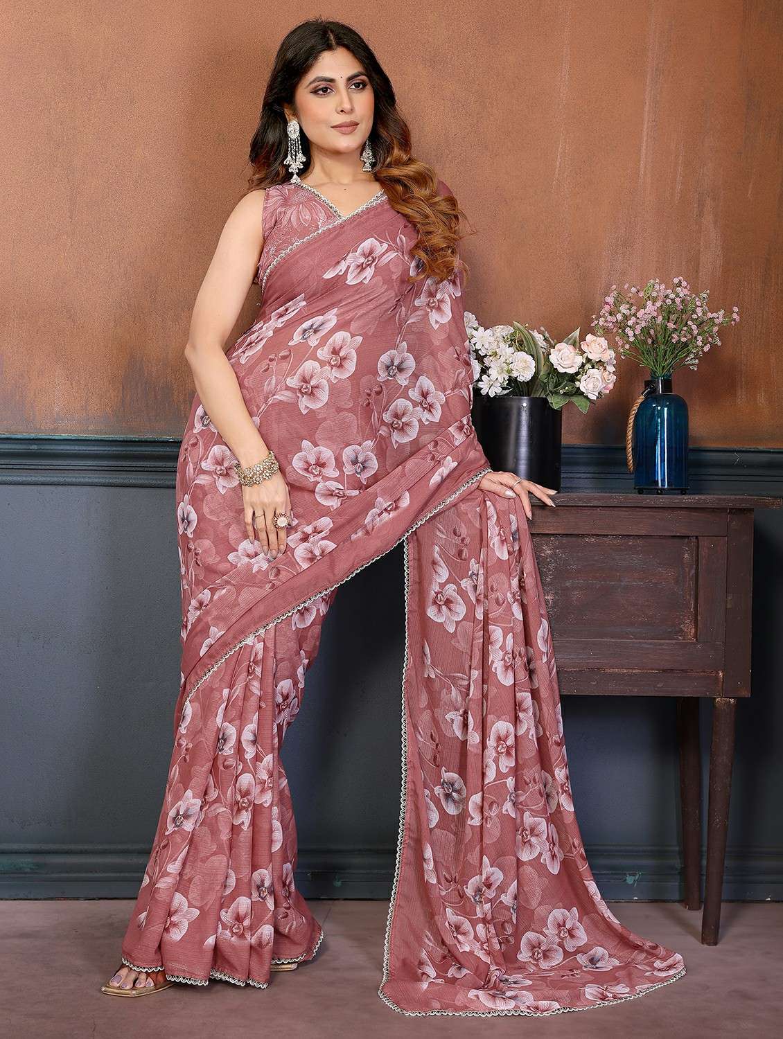 women floral printed saree with blouse - 22439666 -  Standard Image - 2