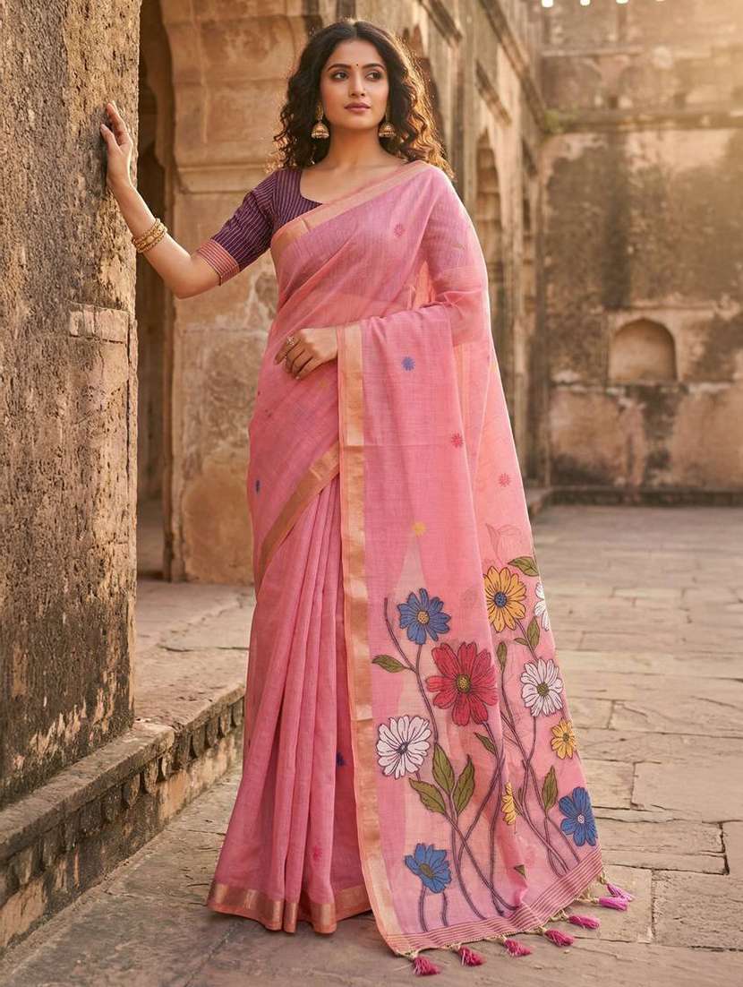 women floral printed saree with blouse