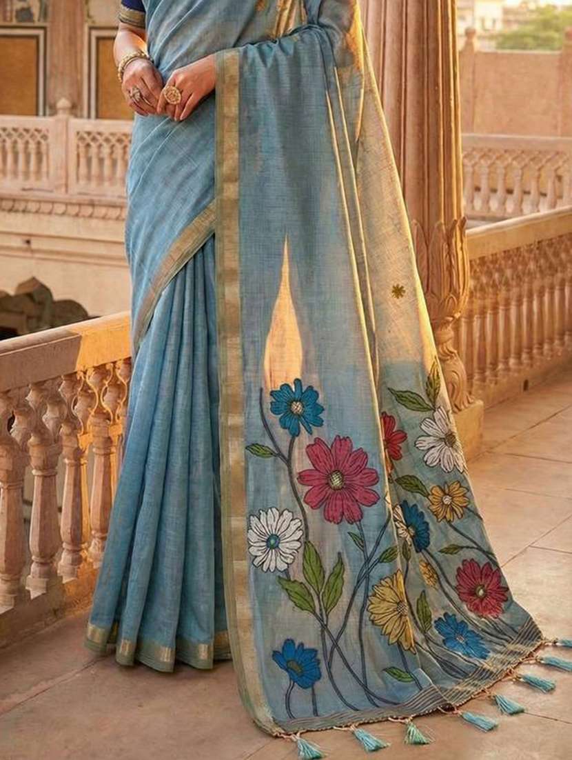 women floral printed saree with blouse - 22439718 -  Standard Image - 2