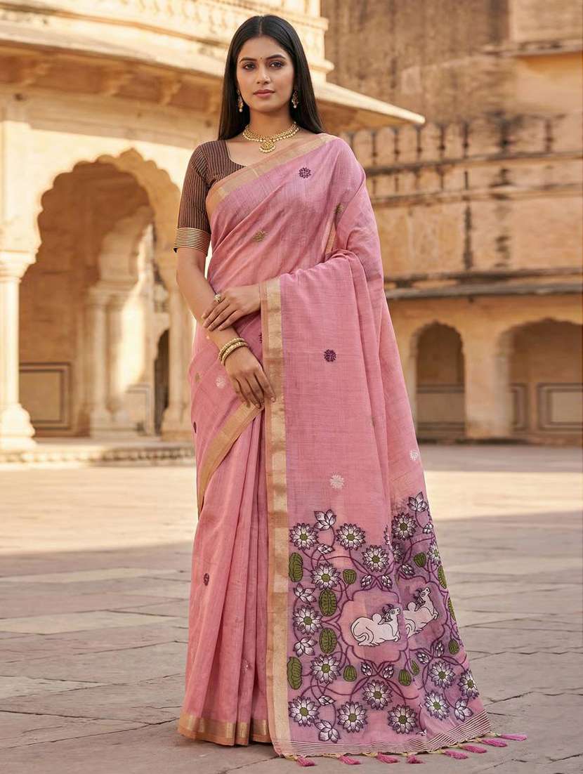 women floral printed saree with blouse