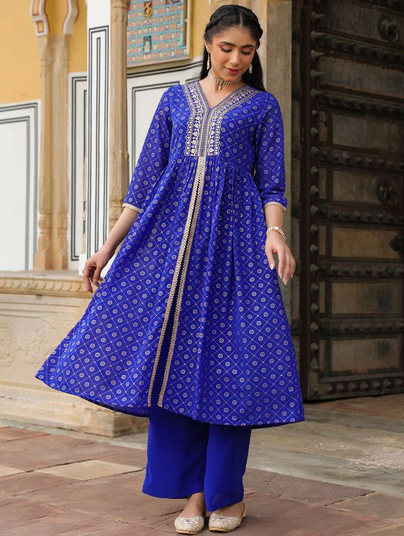 blue georgette kurta pant  set - 22439849 -  Standard Image - 2