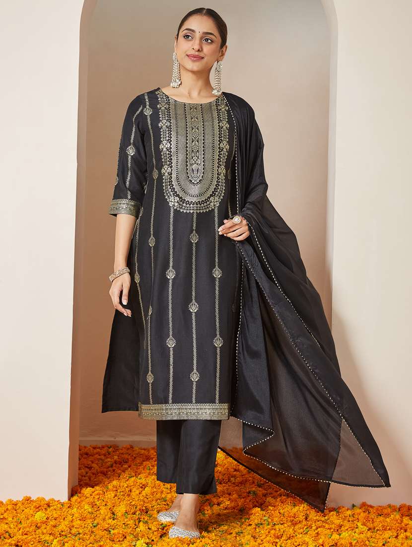 women black kurta dupatta set - 22439860 -  Standard Image - 2