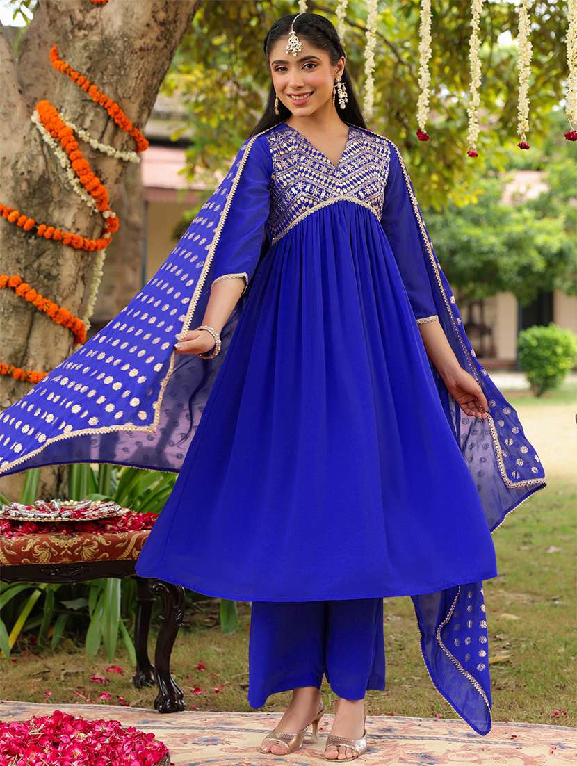 women blue kurta dupatta set - 22439862 -  Standard Image - 2
