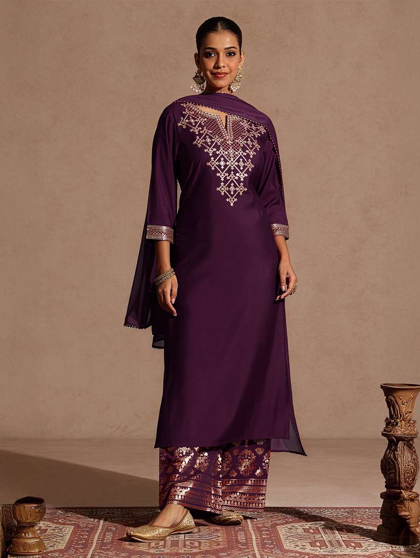 women purple kurta dupatta set - 22439880 -  Standard Image - 2