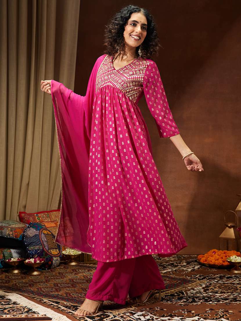 women pink kurta dupatta set - 22439886 -  Standard Image - 2
