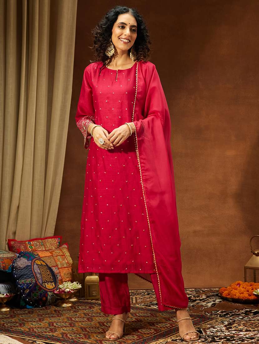 women pink kurta dupatta set - 22439892 -  Standard Image - 2