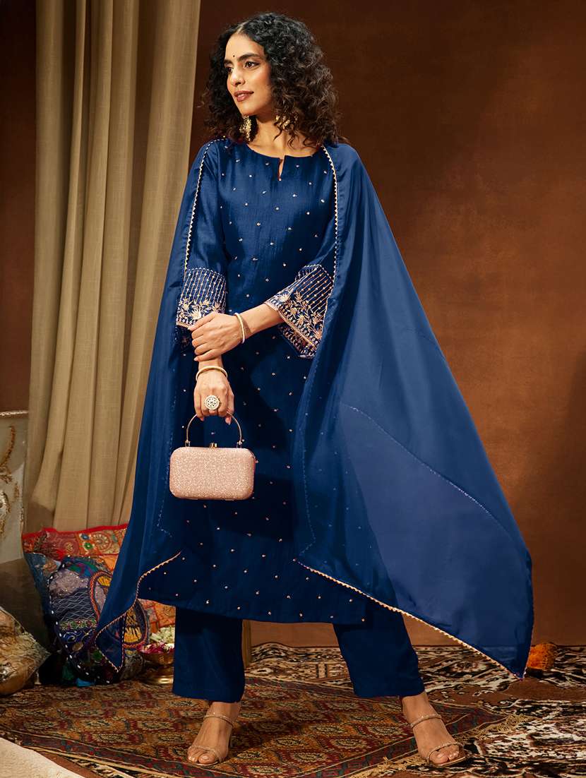 women teal kurta dupatta set