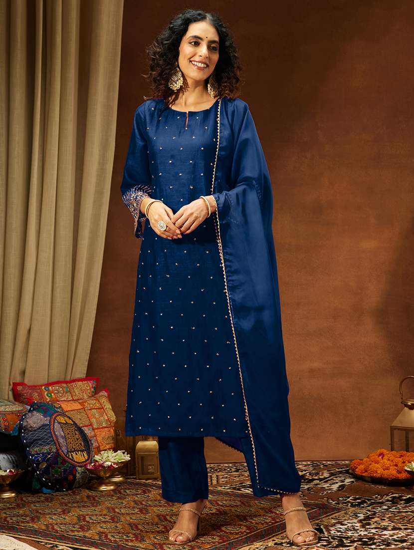 women teal kurta dupatta set - 22439895 -  Standard Image - 2