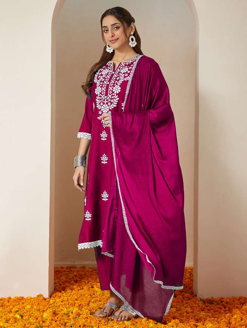 women pink kurta dupatta set - 22439901 -  Standard Image - 2