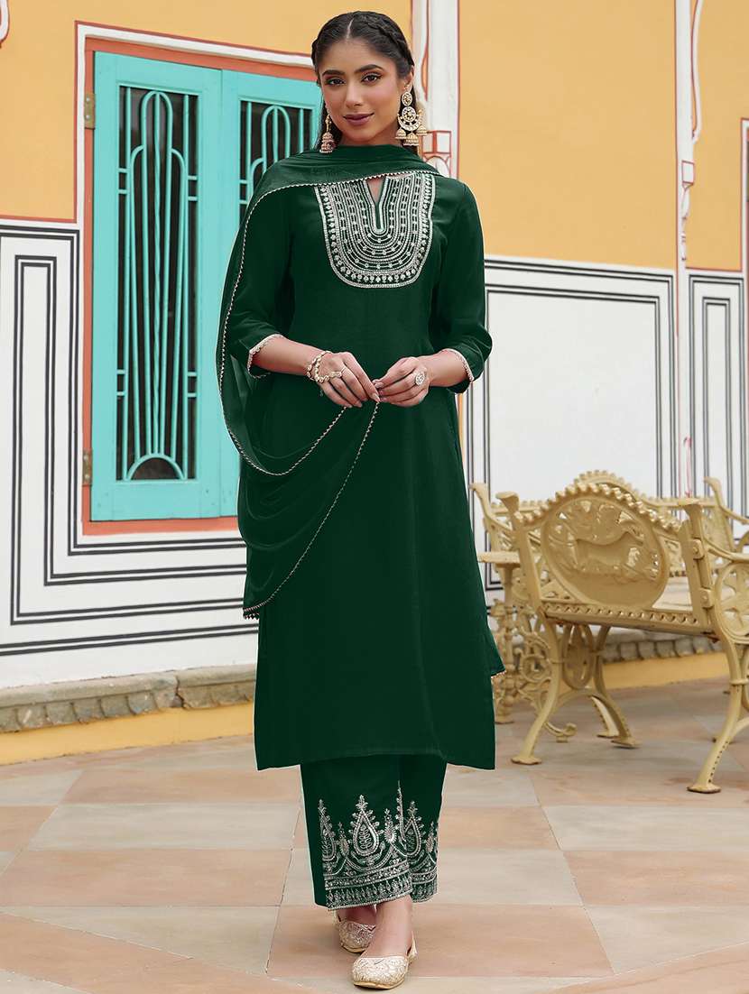 women green kurta dupatta set - 22439902 -  Standard Image - 2