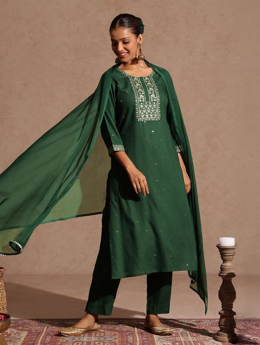 women green kurta dupatta set - 22439903 -  Standard Image - 2