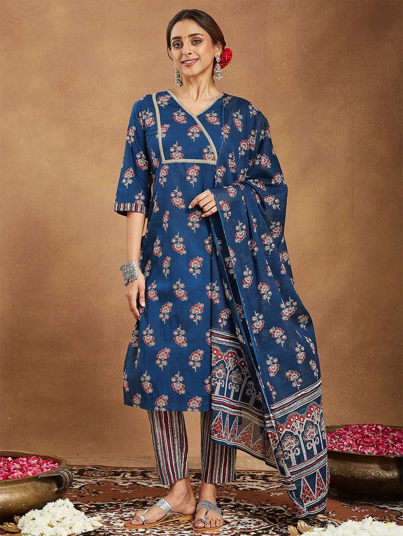 women blue kurta dupatta set - 22439904 -  Standard Image - 2