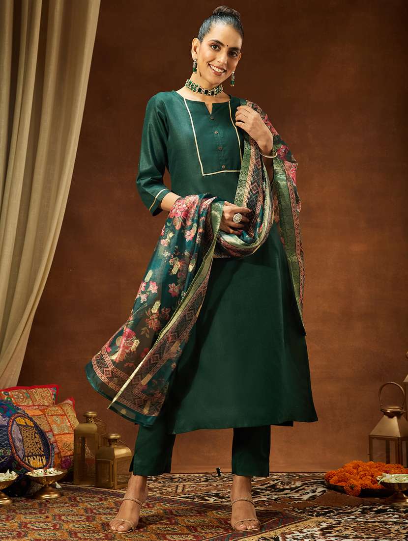 women green kurta dupatta set - 22439912 -  Standard Image - 2