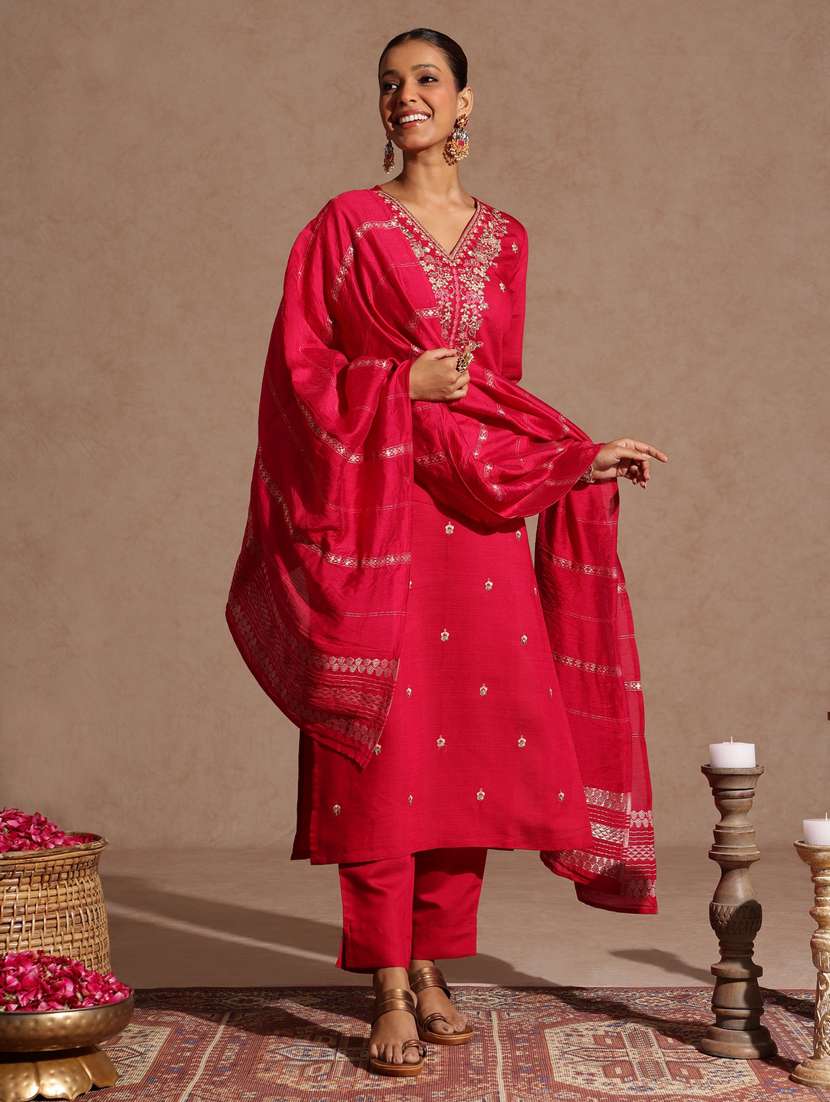 women pink kurta dupatta set - 22439945 -  Standard Image - 2