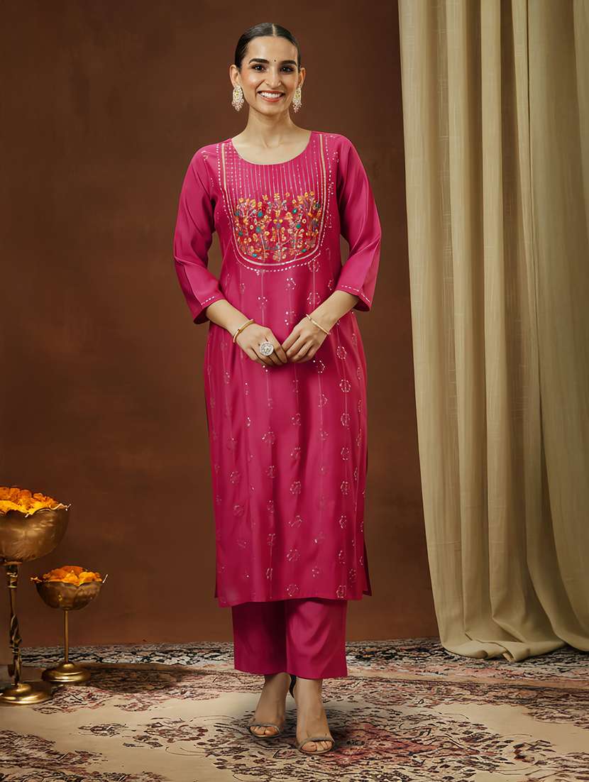 women pink kurta pant set - 22439949 -  Standard Image - 2