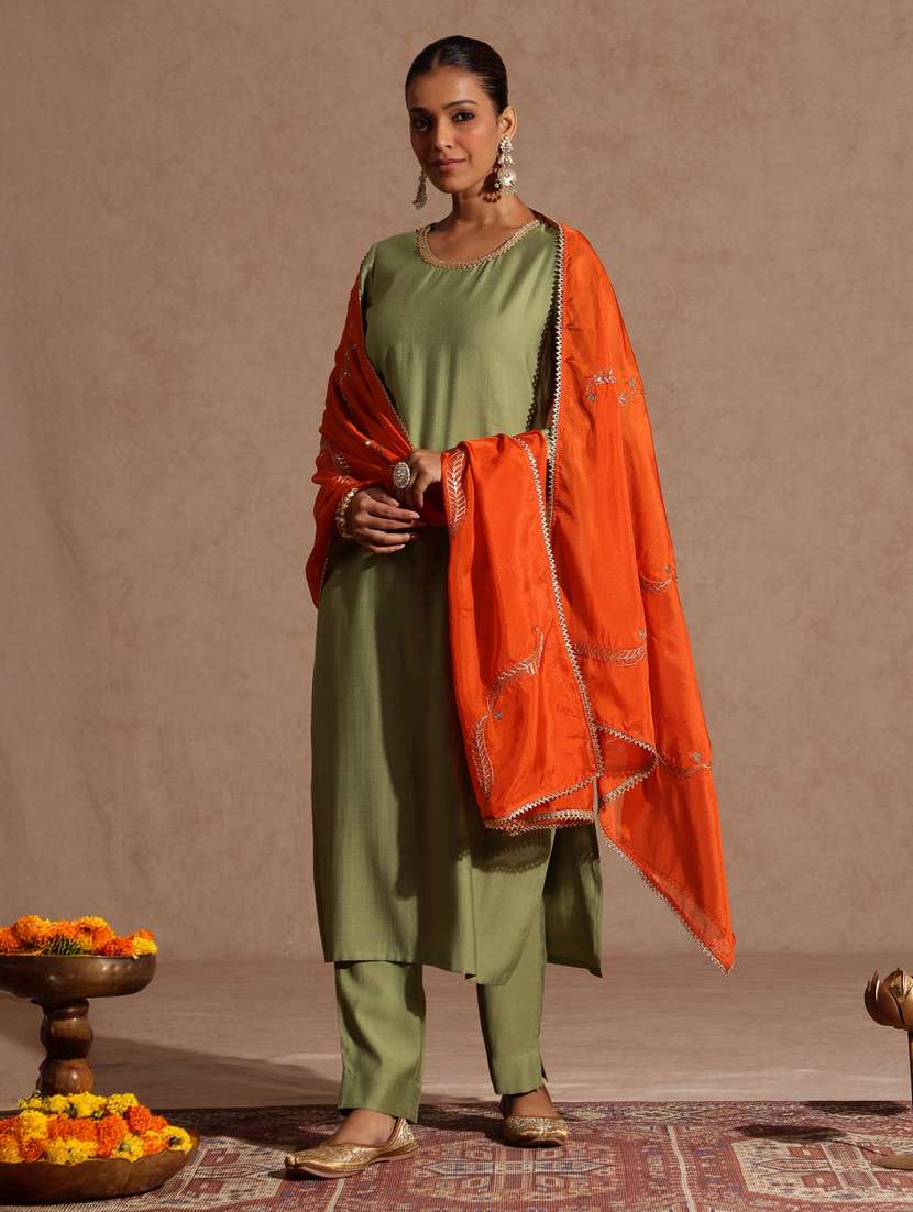 women green kurta dupatta set - 22439953 -  Standard Image - 2