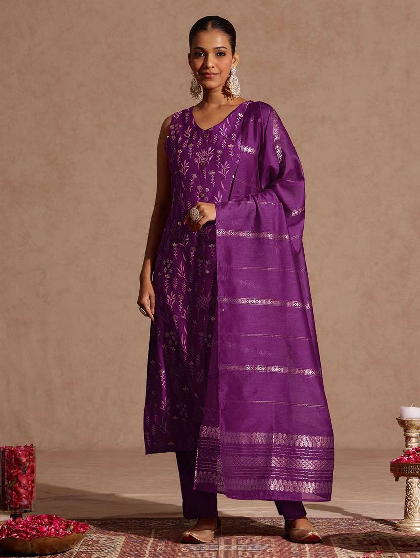 women purple kurta dupatta set - 22439959 -  Standard Image - 2