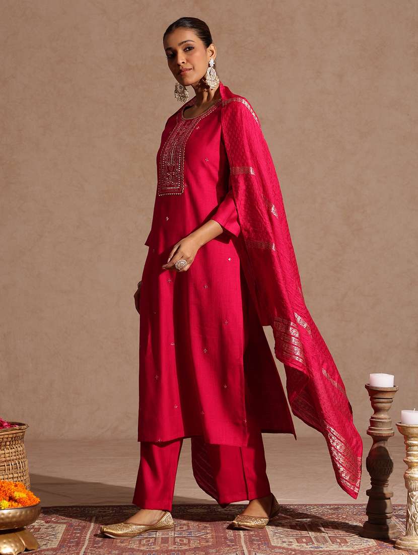 women pink kurta dupatta set - 22439980 -  Standard Image - 2