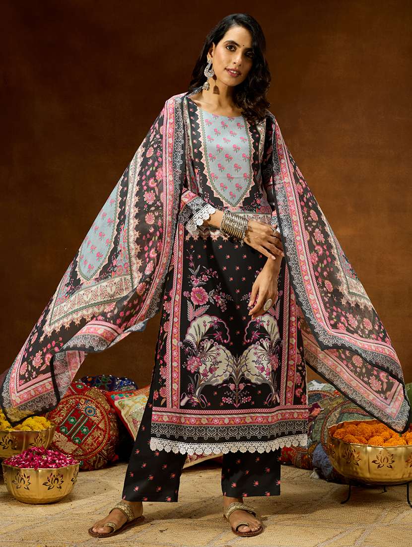 women black kurta dupatta set - 22439986 -  Standard Image - 2