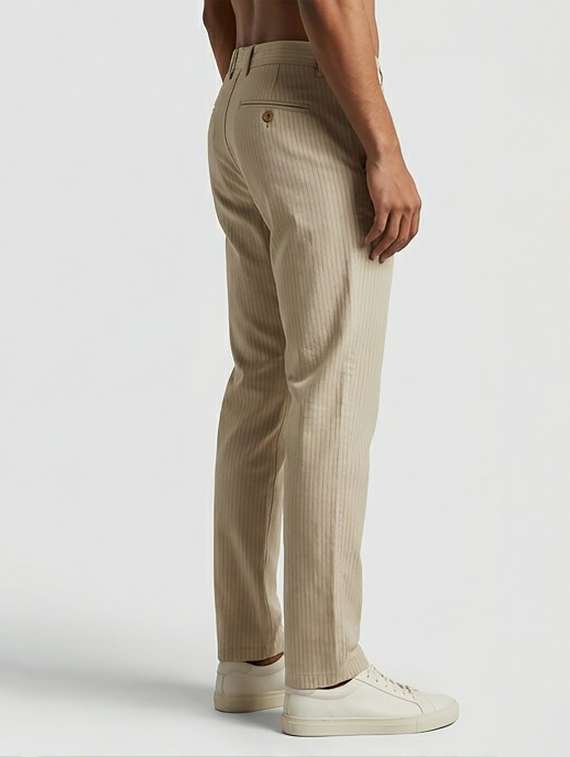 men striped mid rise chinos casual trouser - 22440020 -  Standard Image - 2