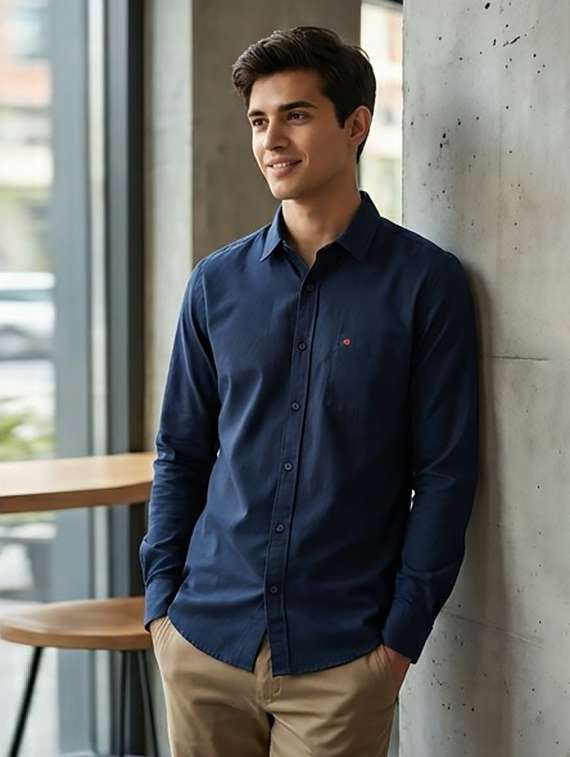 men solid long sleeve regular fit casual shirt