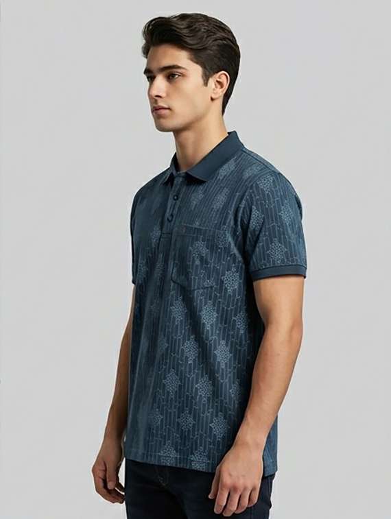 men printed short sleeve regular fit polo t-shirt - 22440031 -  Standard Image - 2