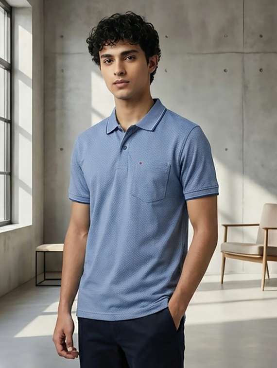 men printed short sleeve regular fit polo t-shirt