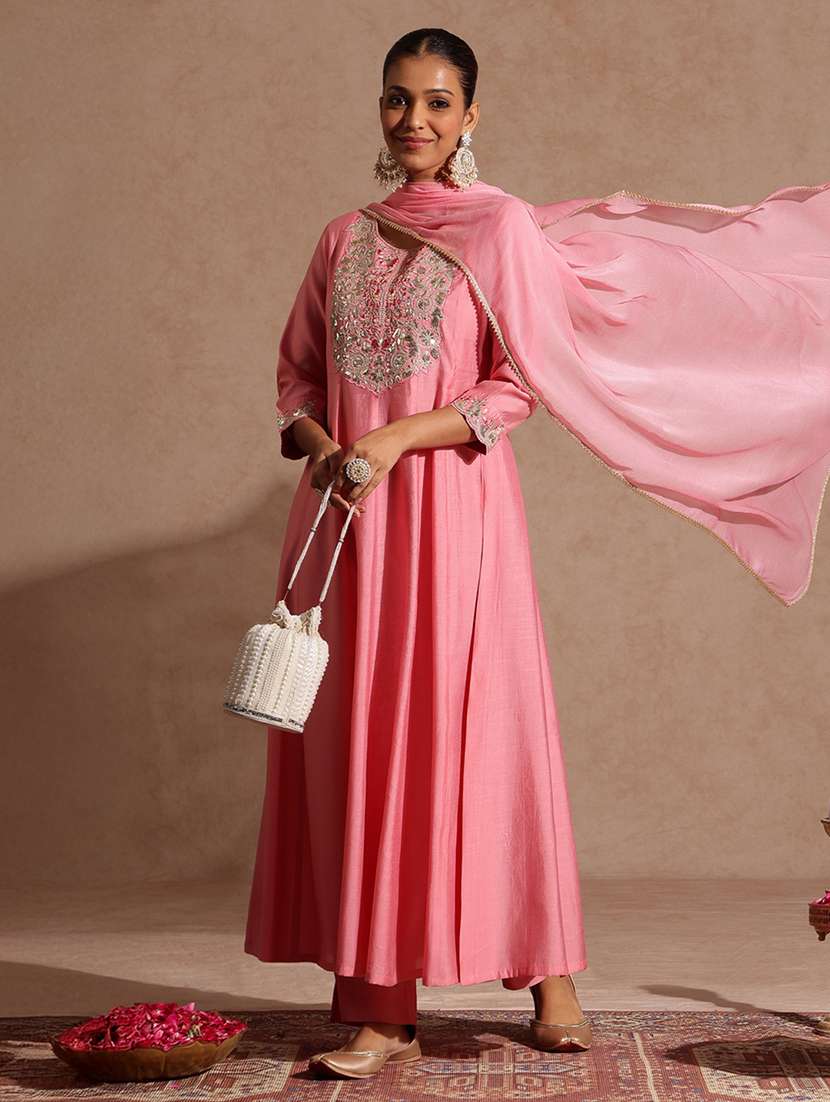 Women Pink Kurta Dupatta Set - 22440041 -  Standard Image - 2