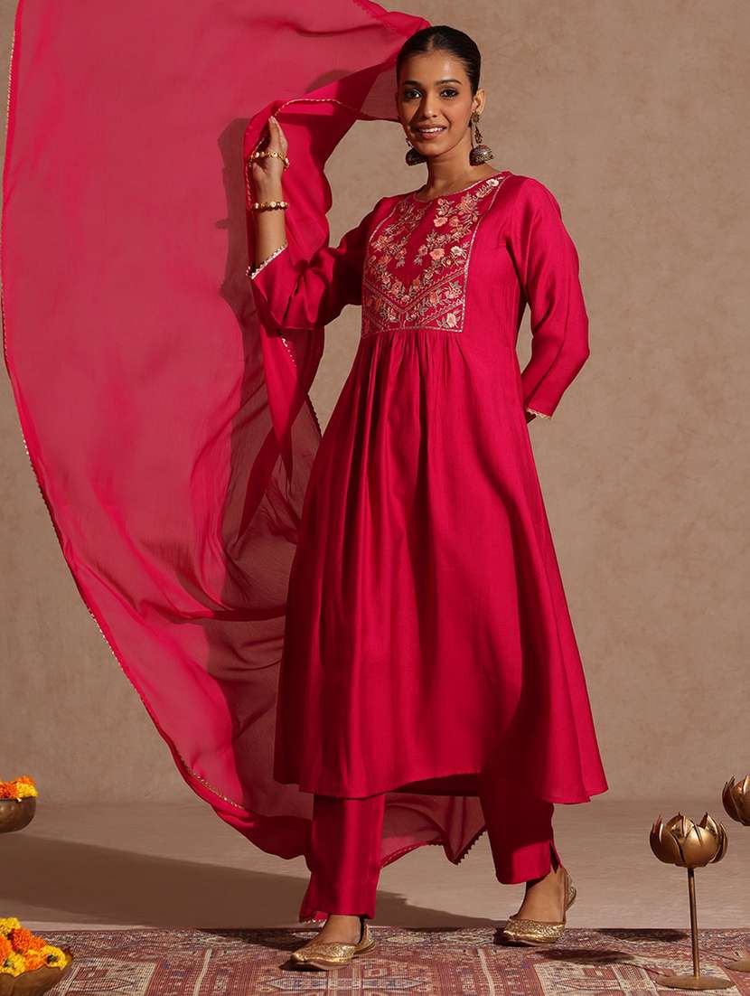 women pink kurta dupatta set - 22440047 -  Standard Image - 2