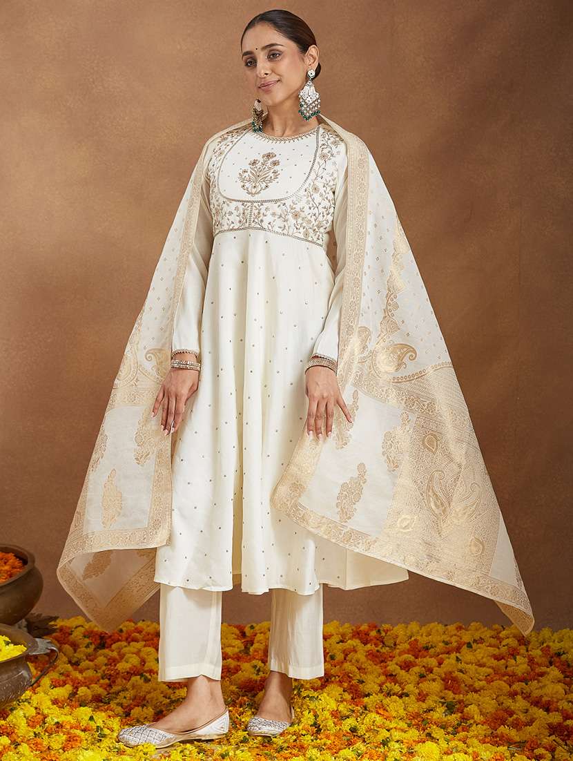 women off white kurta pant set - 22440050 -  Standard Image - 2