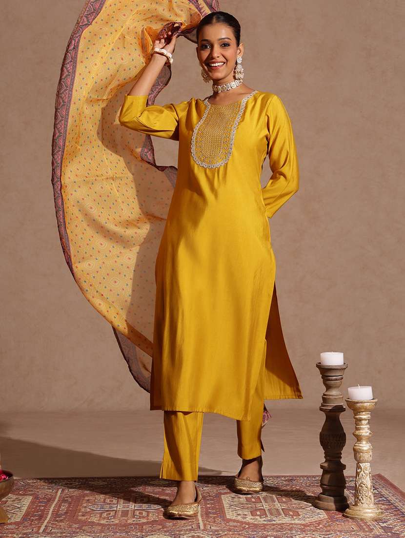 women yellow kurta dupatta set - 22440074 -  Standard Image - 2