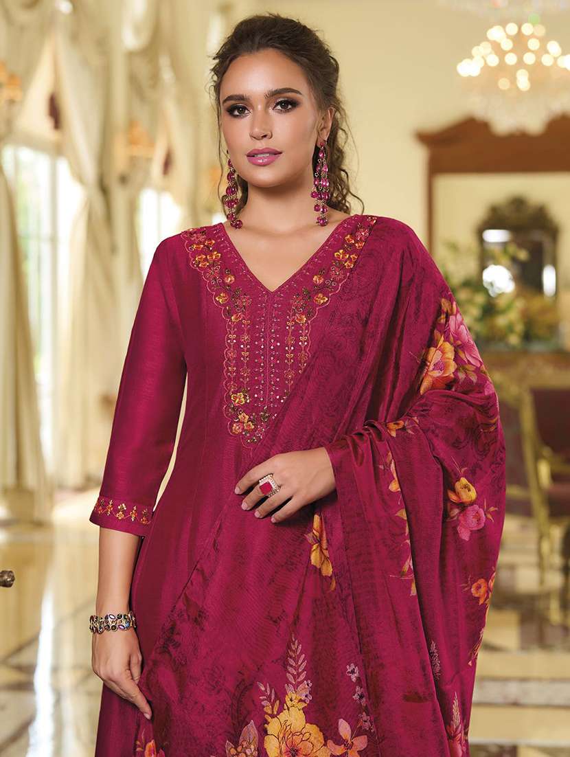 women pink kurta dupatta set - 22440208 -  Standard Image - 2
